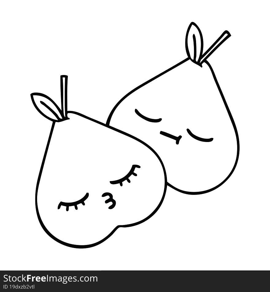 Line Drawing Cartoon Pears