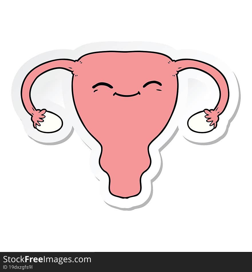 sticker of a cartoon uterus