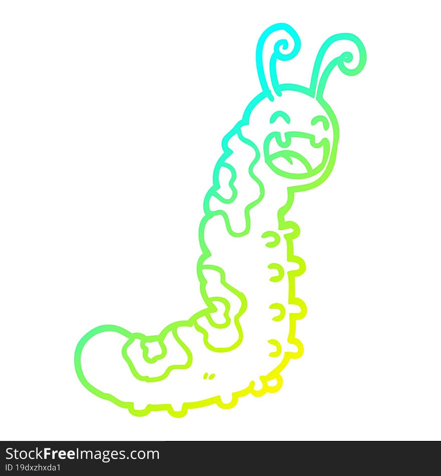 cold gradient line drawing funny cartoon caterpillar