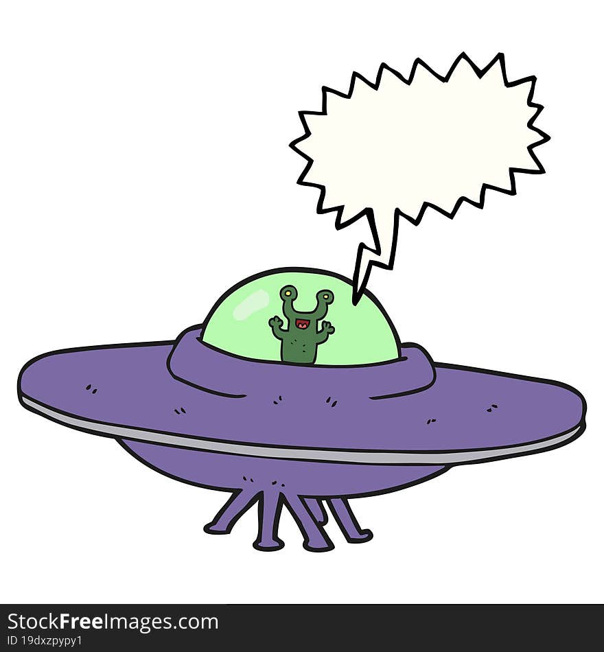 speech bubble cartoon alien spaceship