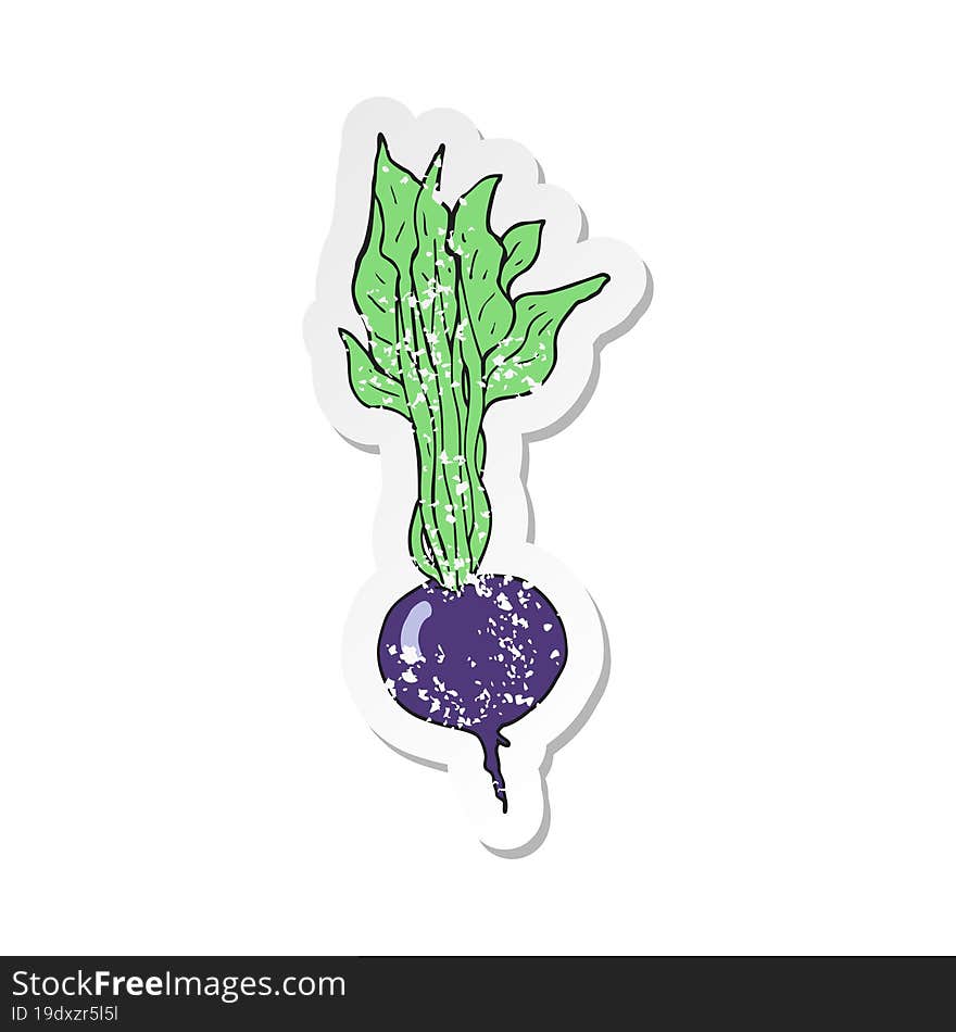 retro distressed sticker of a cartoon beetroot