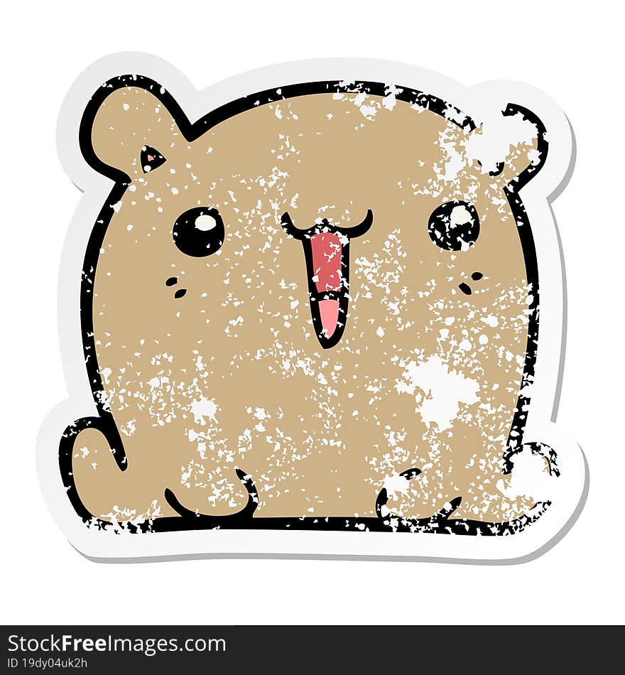 distressed sticker of a cute cartoon bear