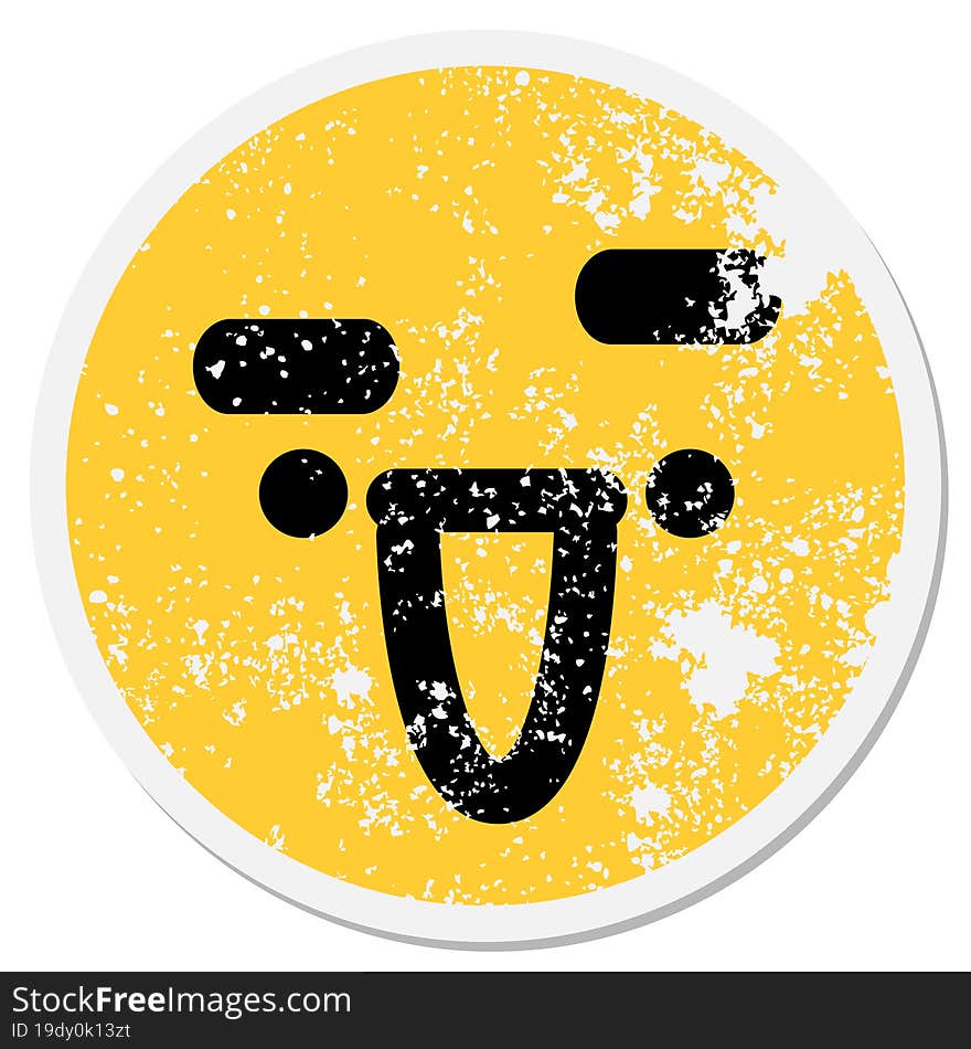 happy expression raising eyebrow face circular sticker