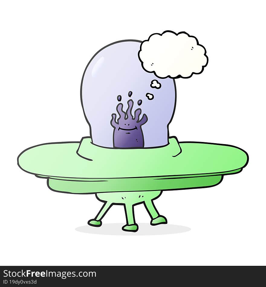 freehand drawn thought bubble cartoon flying saucer