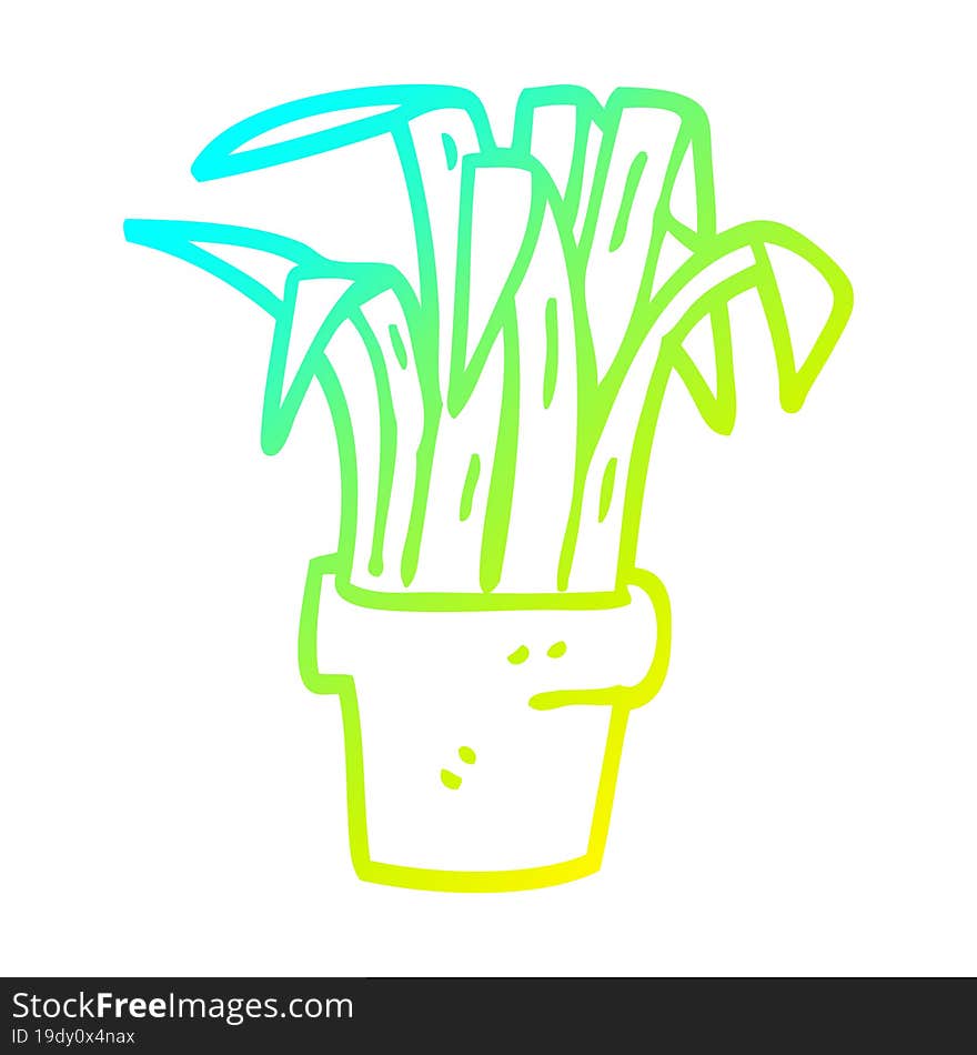 cold gradient line drawing cartoon indoor plant