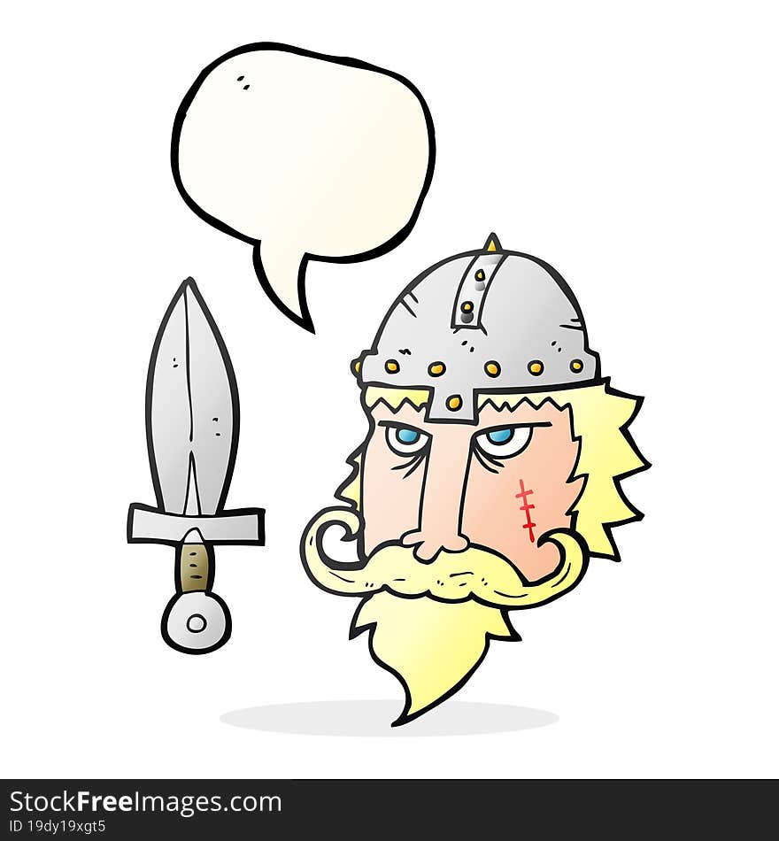 freehand drawn speech bubble cartoon viking warrior