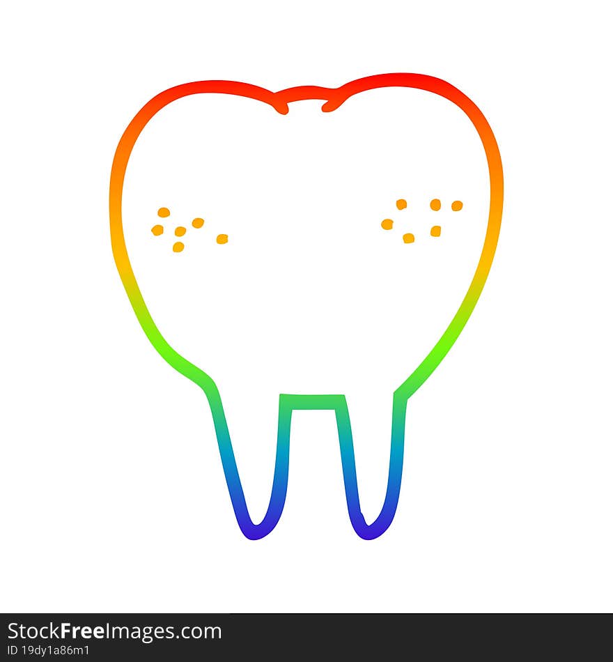 rainbow gradient line drawing cartoon tooth