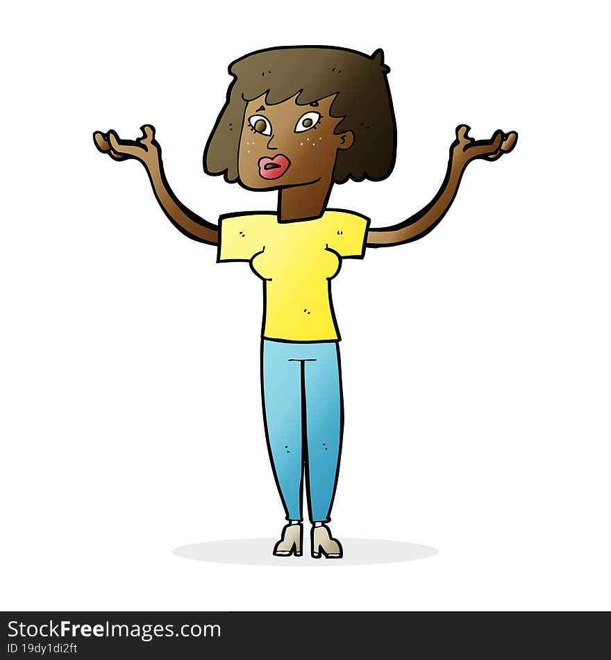 cartoon woman holding up hands