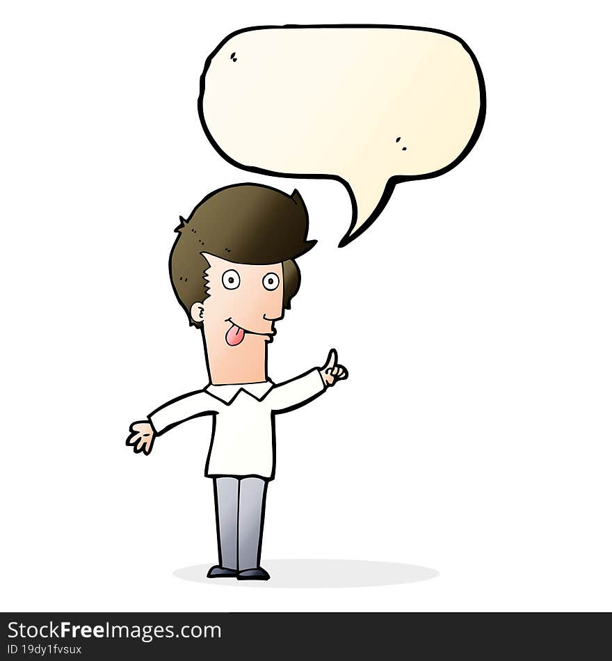 Cartoon Funny Man With Idea With Speech Bubble