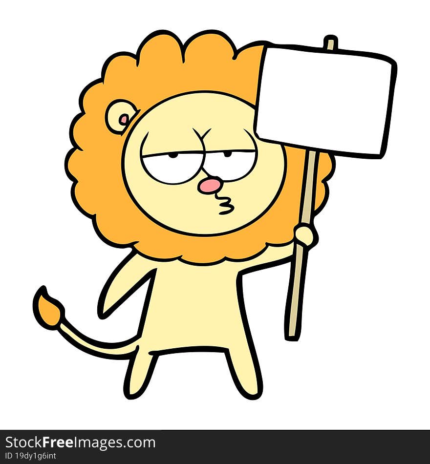 cartoon bored lion. cartoon bored lion