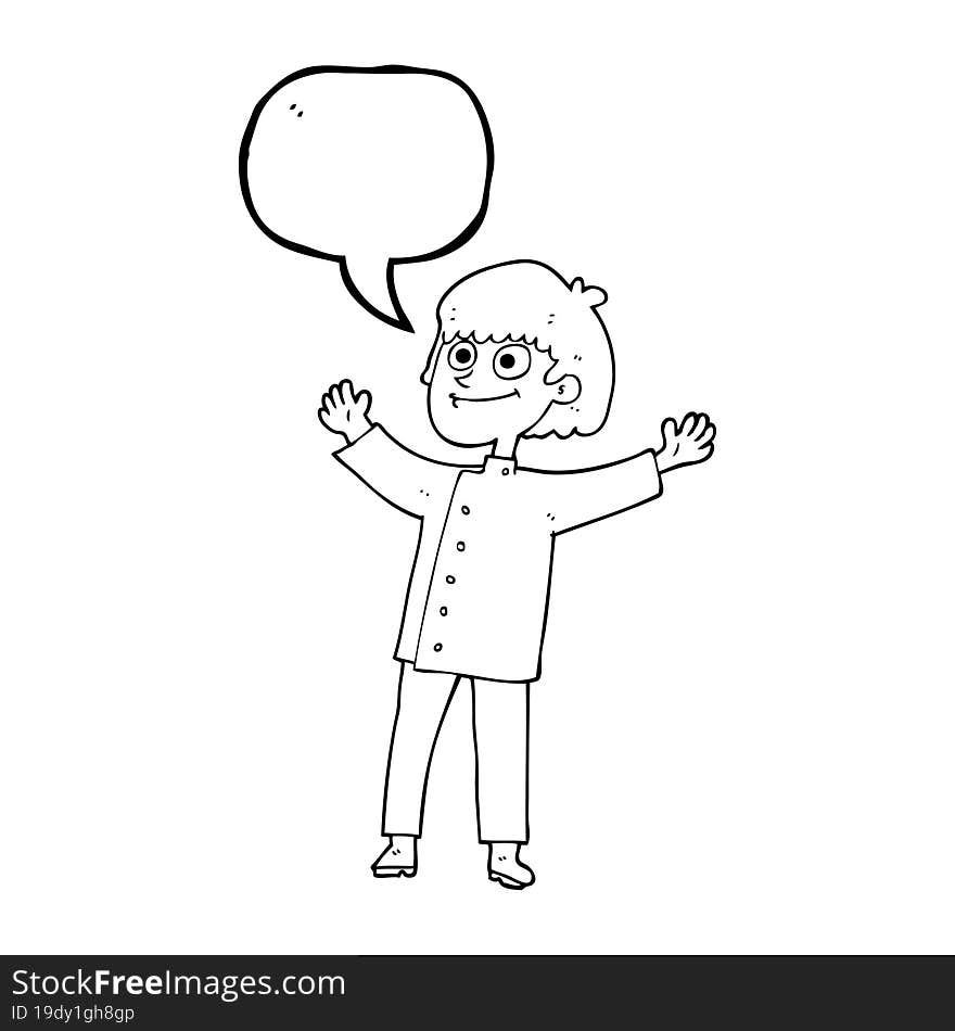 freehand drawn speech bubble cartoon chef