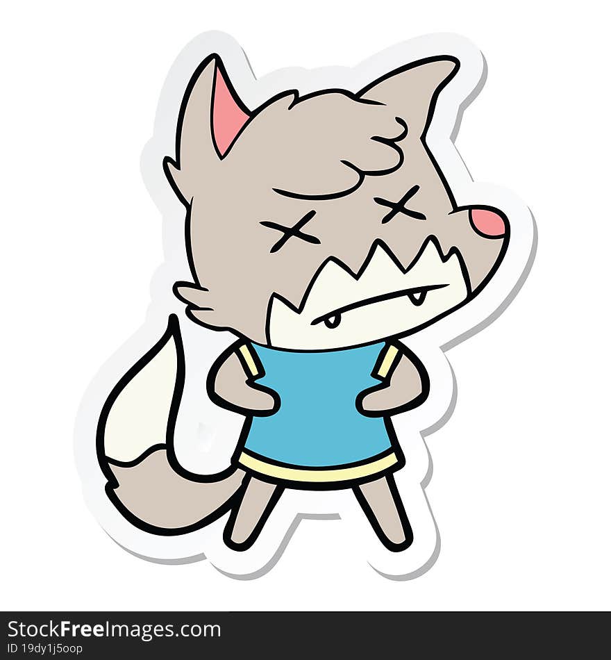 Sticker Of A Cartoon Dead Fox