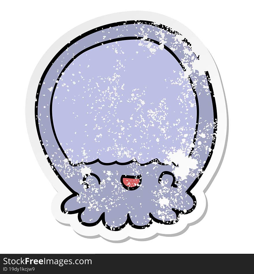 Distressed Sticker Of A Cartoon Jellyfish