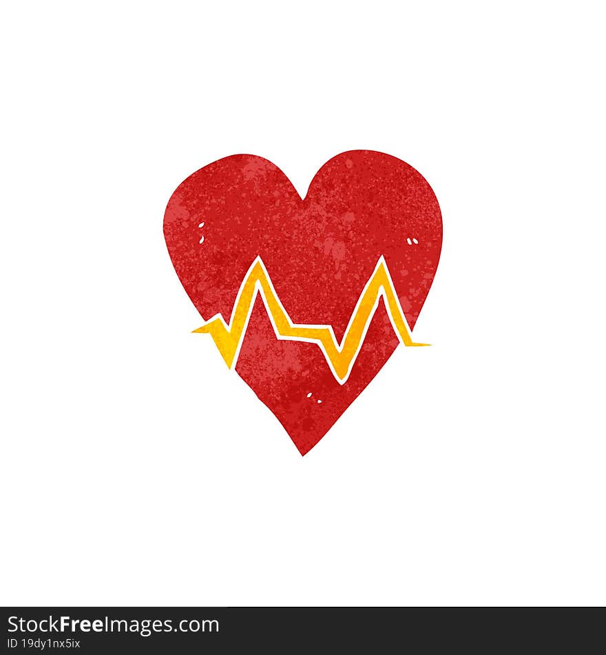 retro cartoon heart rate pulse symbol