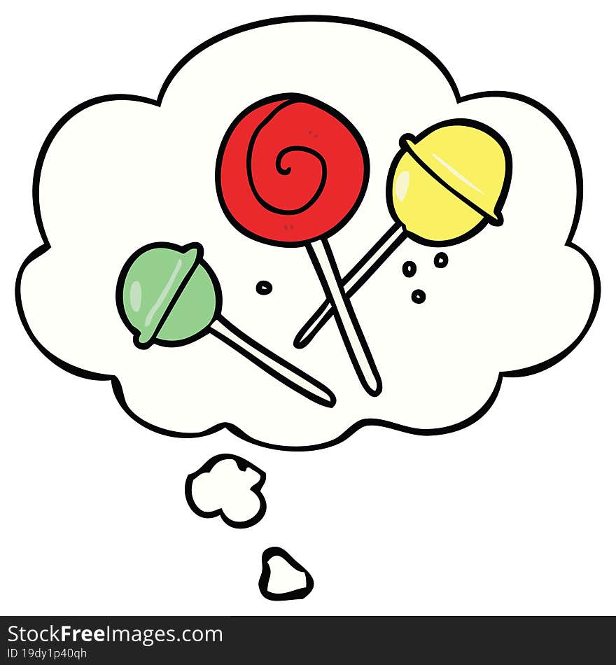 cartoon lollipop with thought bubble. cartoon lollipop with thought bubble