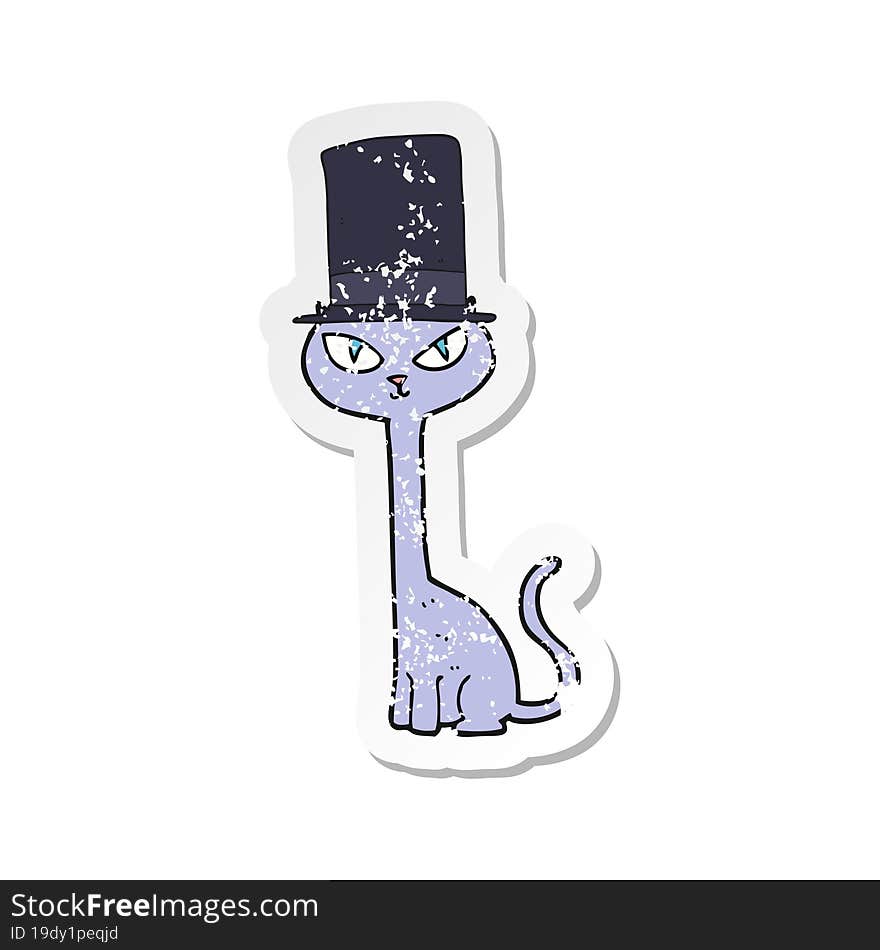 retro distressed sticker of a cartoon posh cat