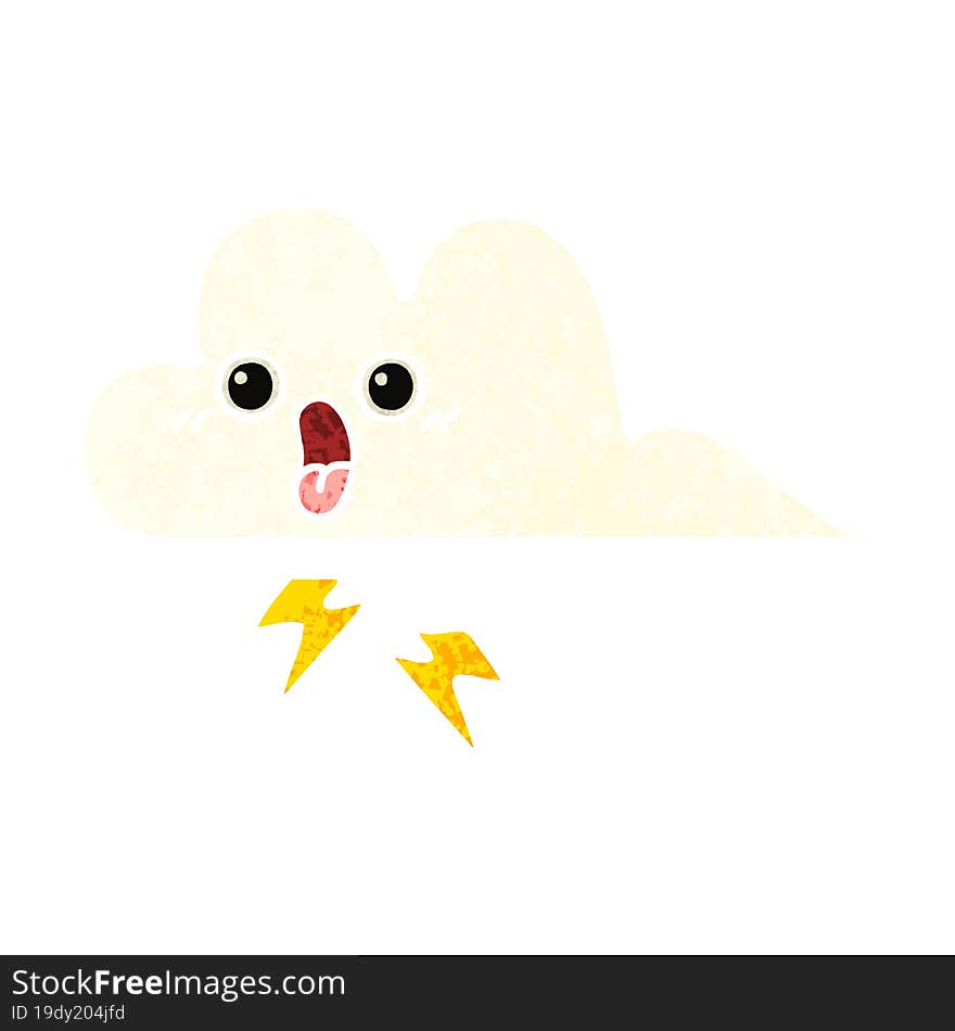 retro illustration style cartoon of a storm cloud