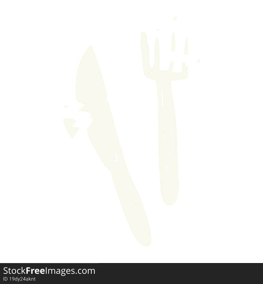 flat color illustration of cracked plastic cutlery. flat color illustration of cracked plastic cutlery