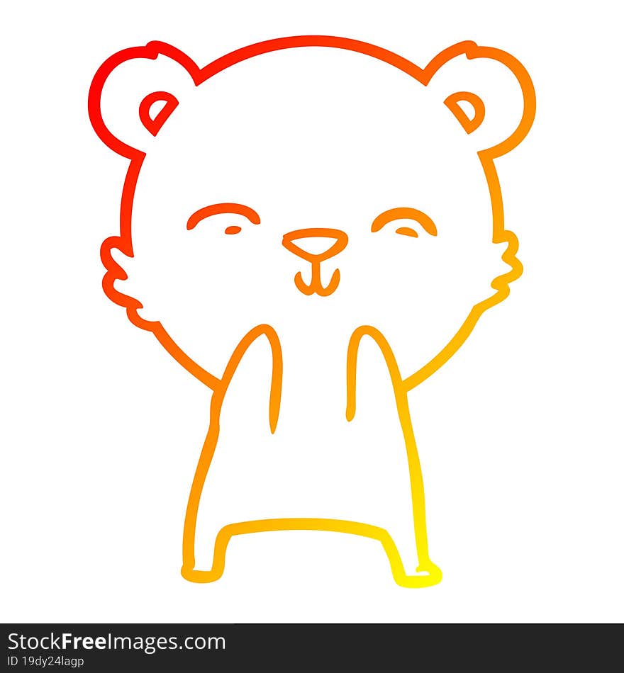 Warm Gradient Line Drawing Happy Cartoon Polar Bear