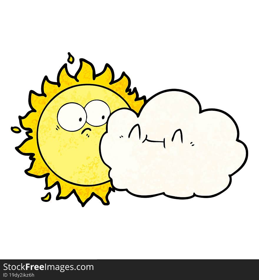 cute cartoon cloud and sun. cute cartoon cloud and sun