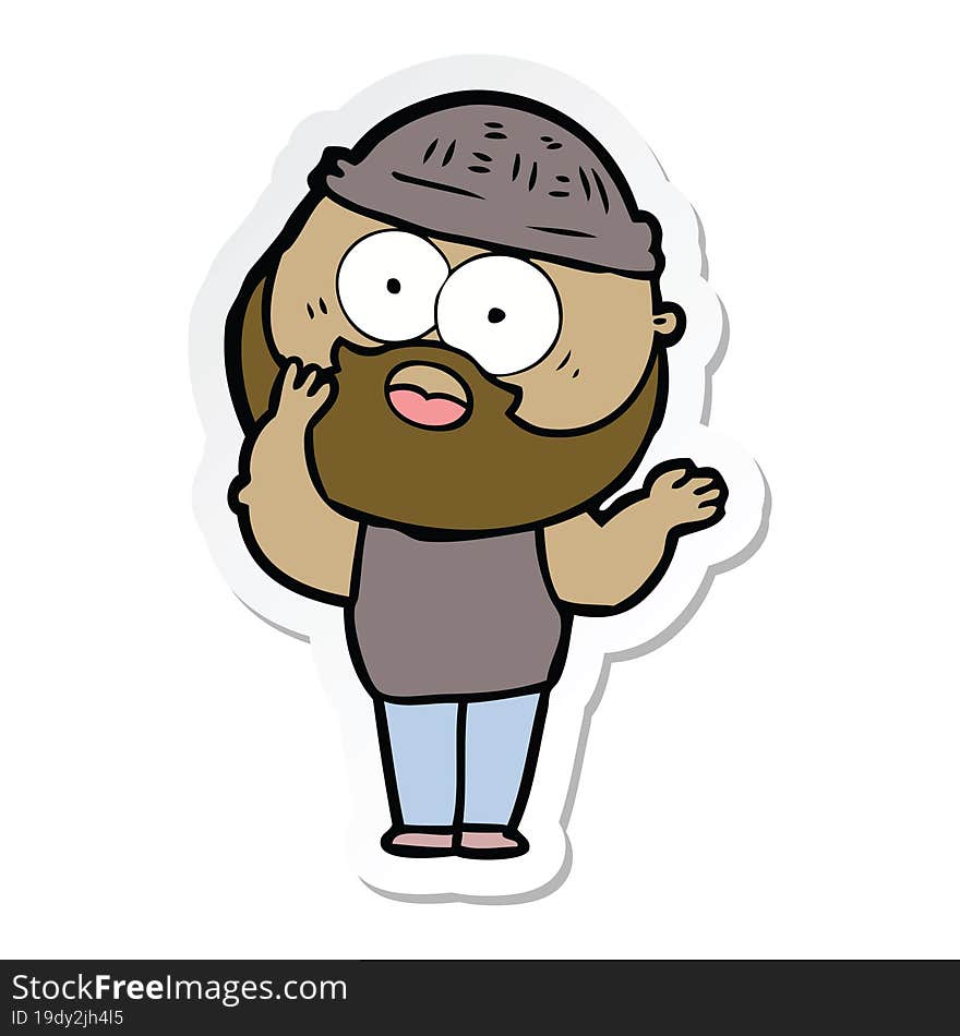 sticker of a cartoon bearded man