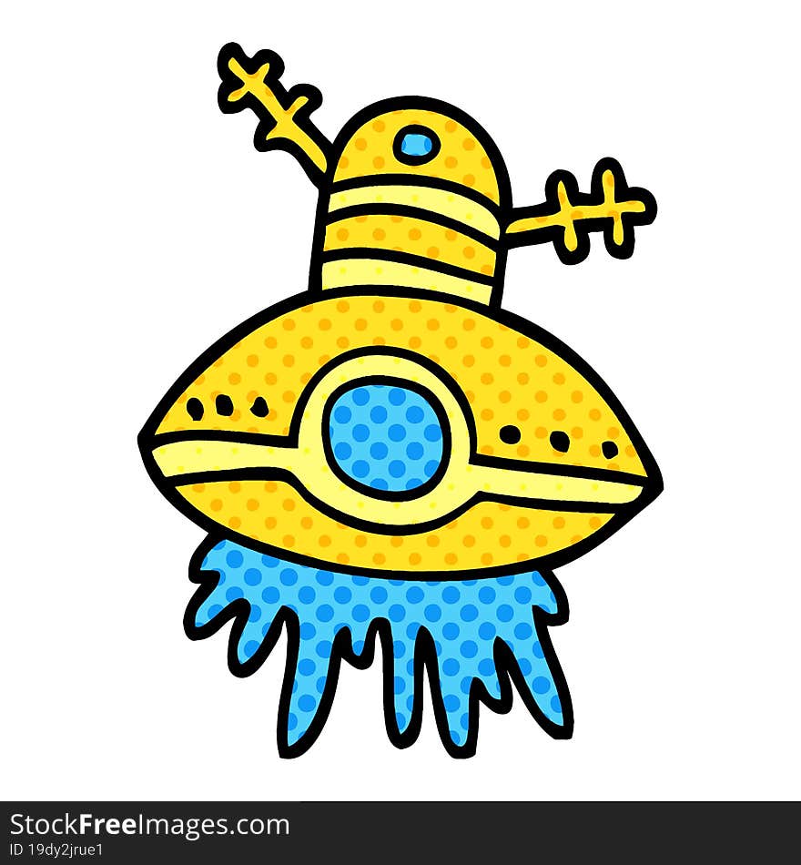 cartoon doodle alien spaceship