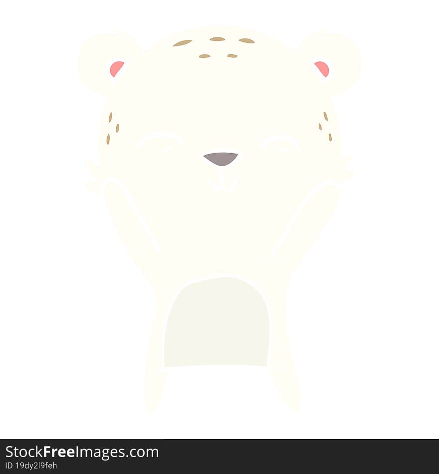 happy flat color style cartoon polar bear