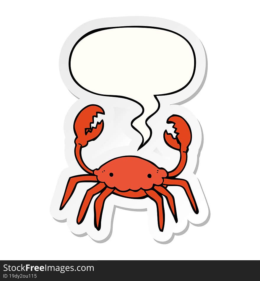 cartoon crab and speech bubble sticker