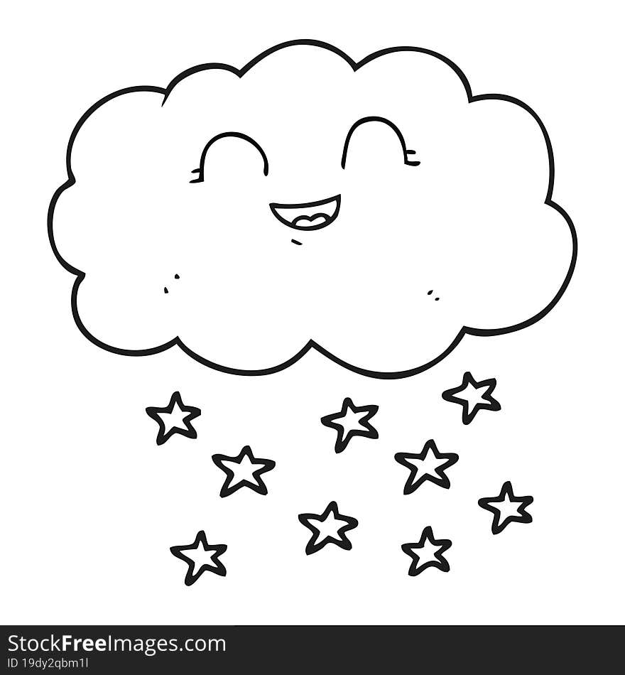 black and white cartoon cloud snowing