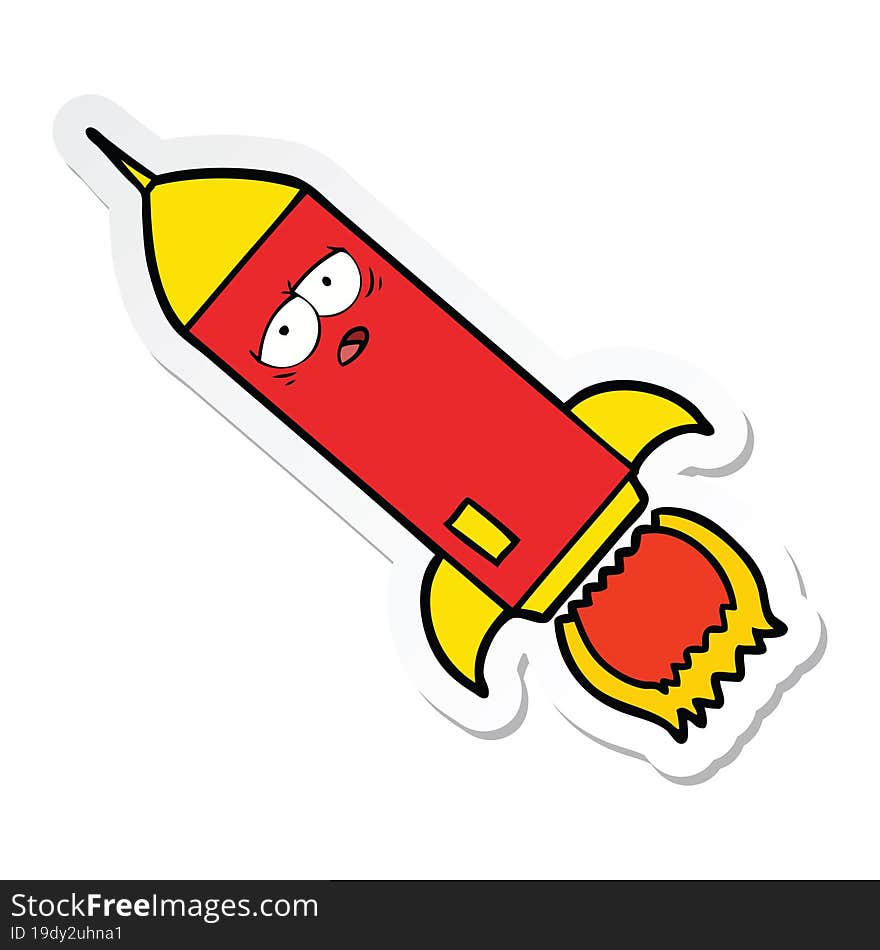 sticker of a cartoon rocket