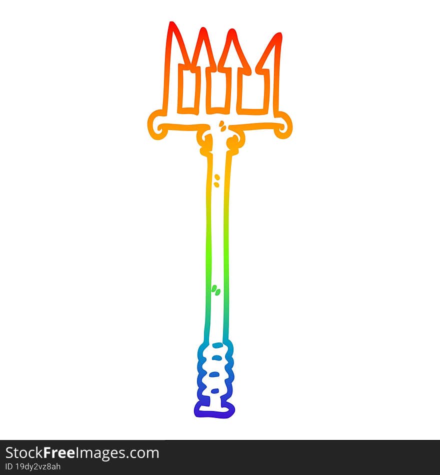 rainbow gradient line drawing cartoon trident