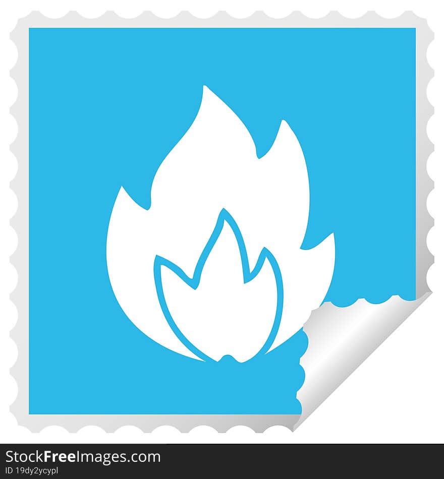 square peeling sticker cartoon fire