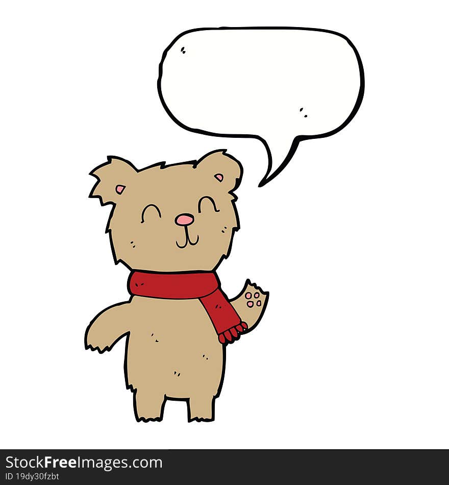 cartoon cute teddy bear with speech bubble