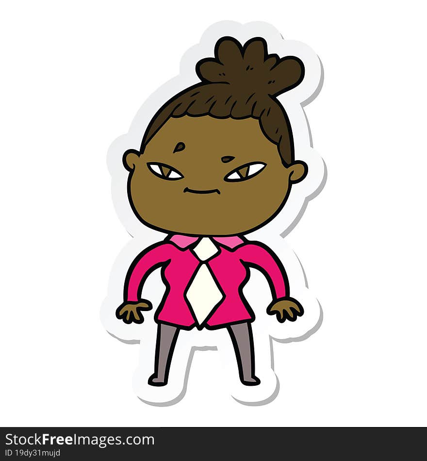 sticker of a cartoon woman