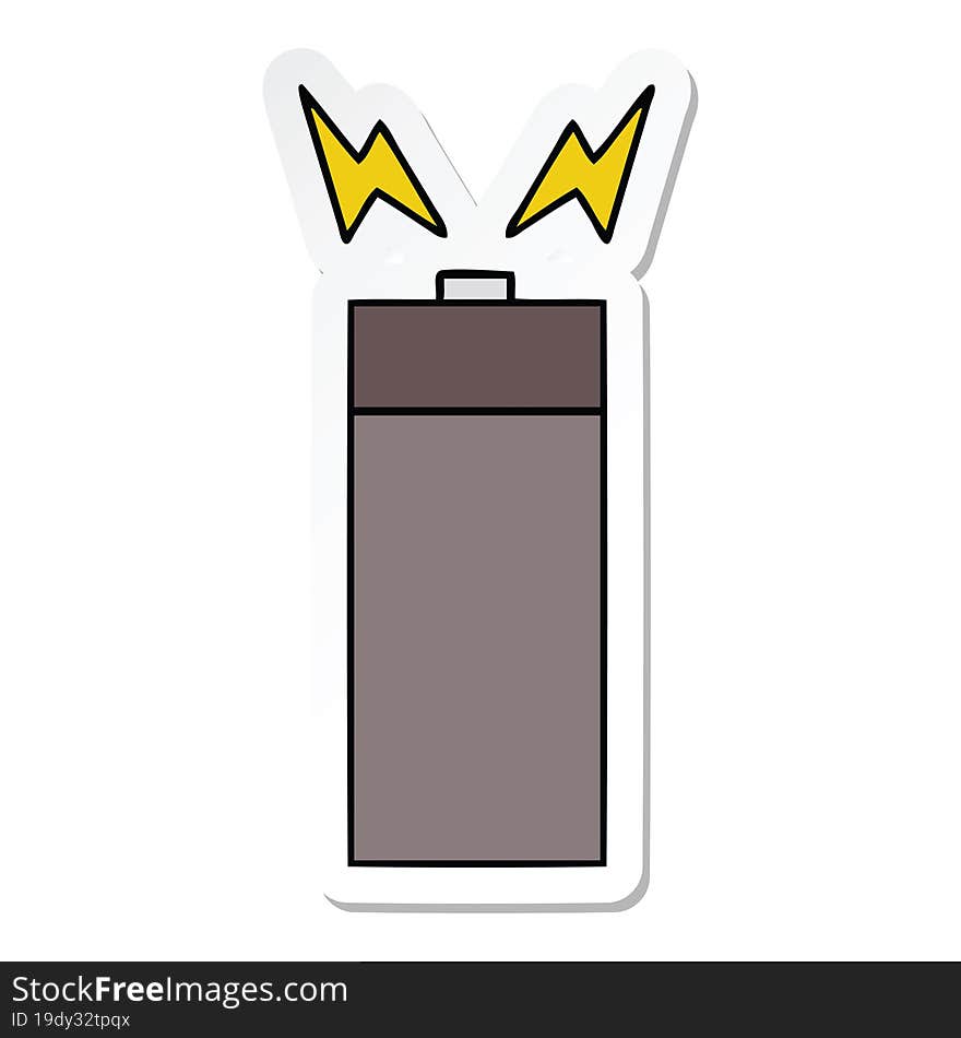 Sticker Of A Cute Cartoon Old Battery