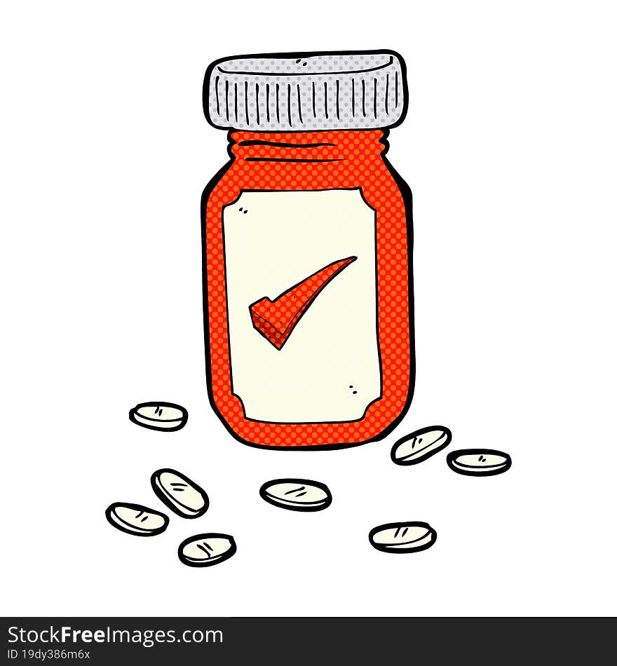 cartoon medical jar of pills. cartoon medical jar of pills