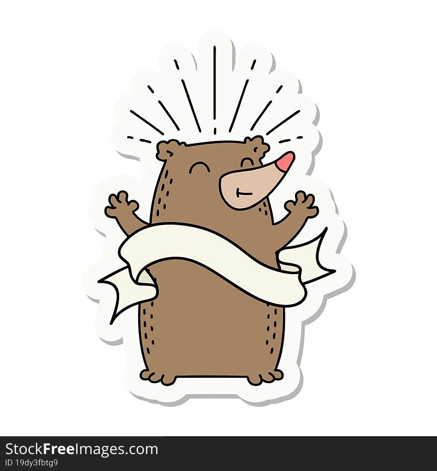 sticker of tattoo style happy bear