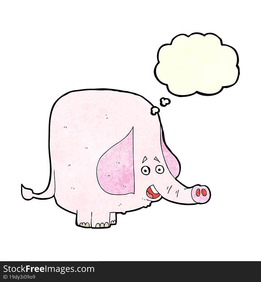 cartoon pink elephant with thought bubble