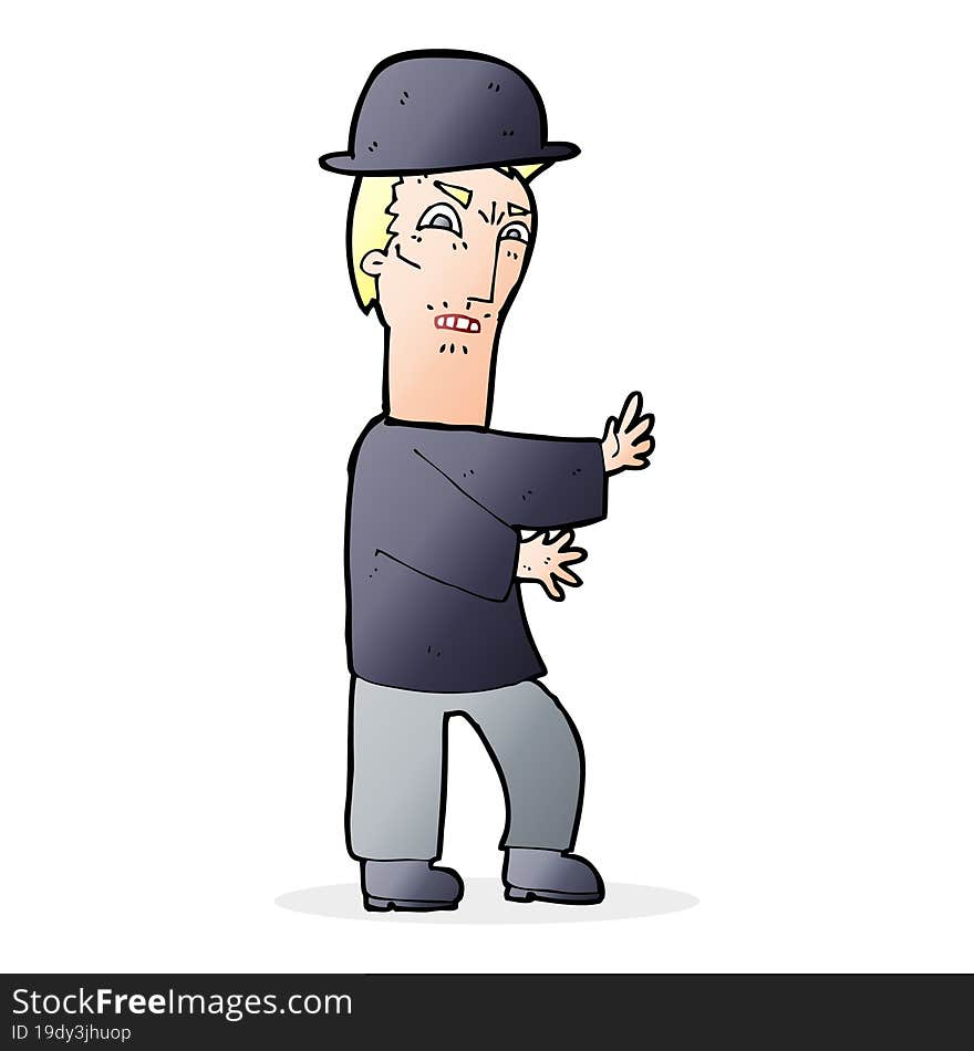 Cartoon Man Wearing Bowler Hat