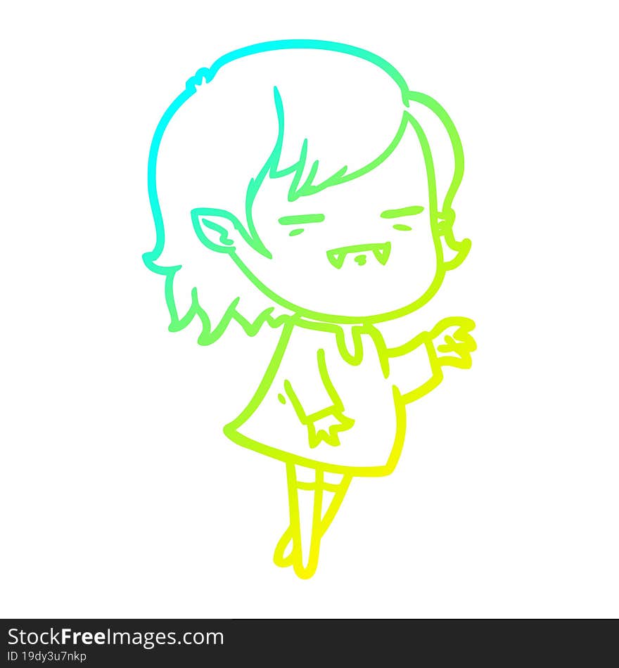 cold gradient line drawing cartoon undead vampire girl reaching out