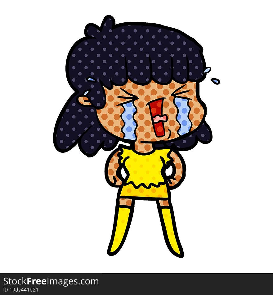 cartoon woman crying. cartoon woman crying