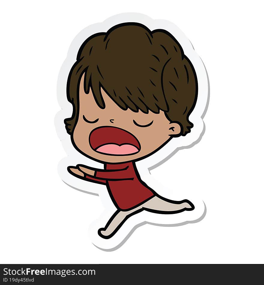 sticker of a cartoon woman talking