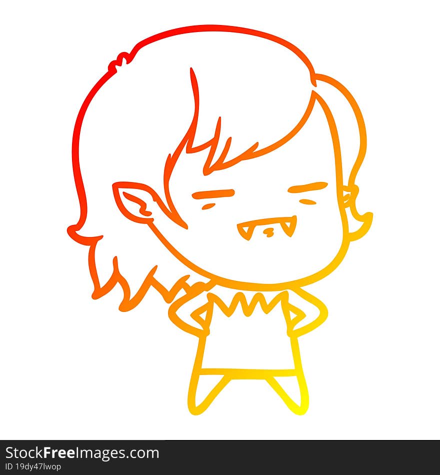 warm gradient line drawing cartoon undead vampire girl