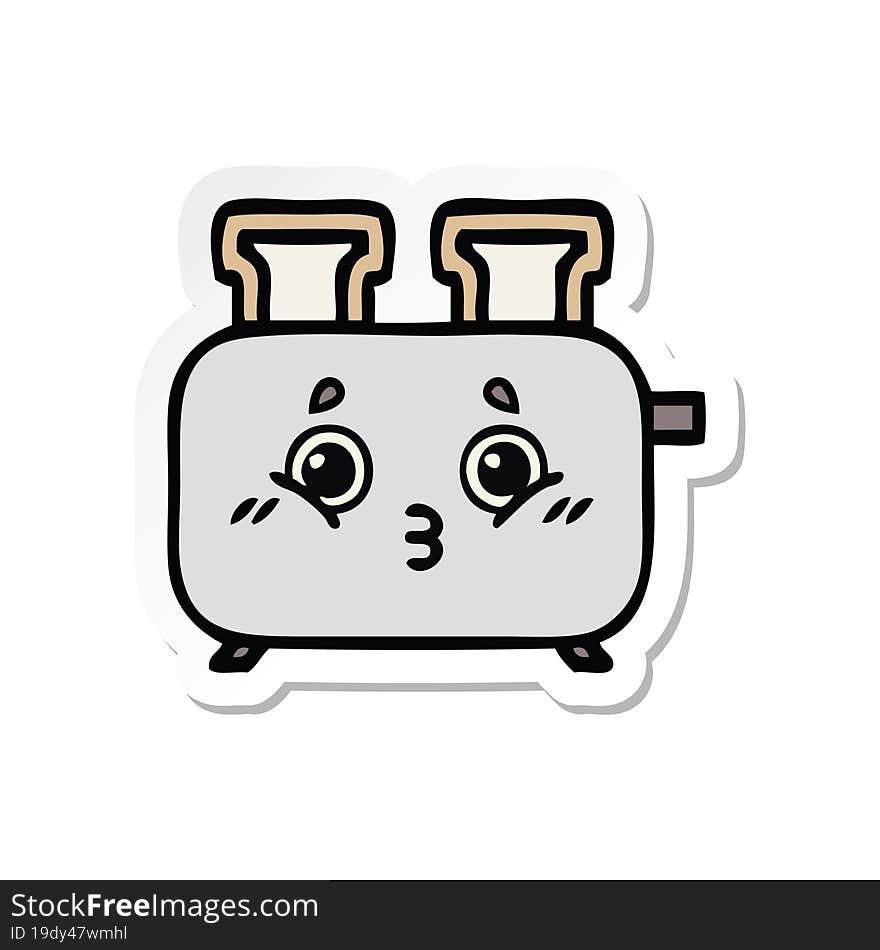 Sticker Of A Cute Cartoon Of A Toaster