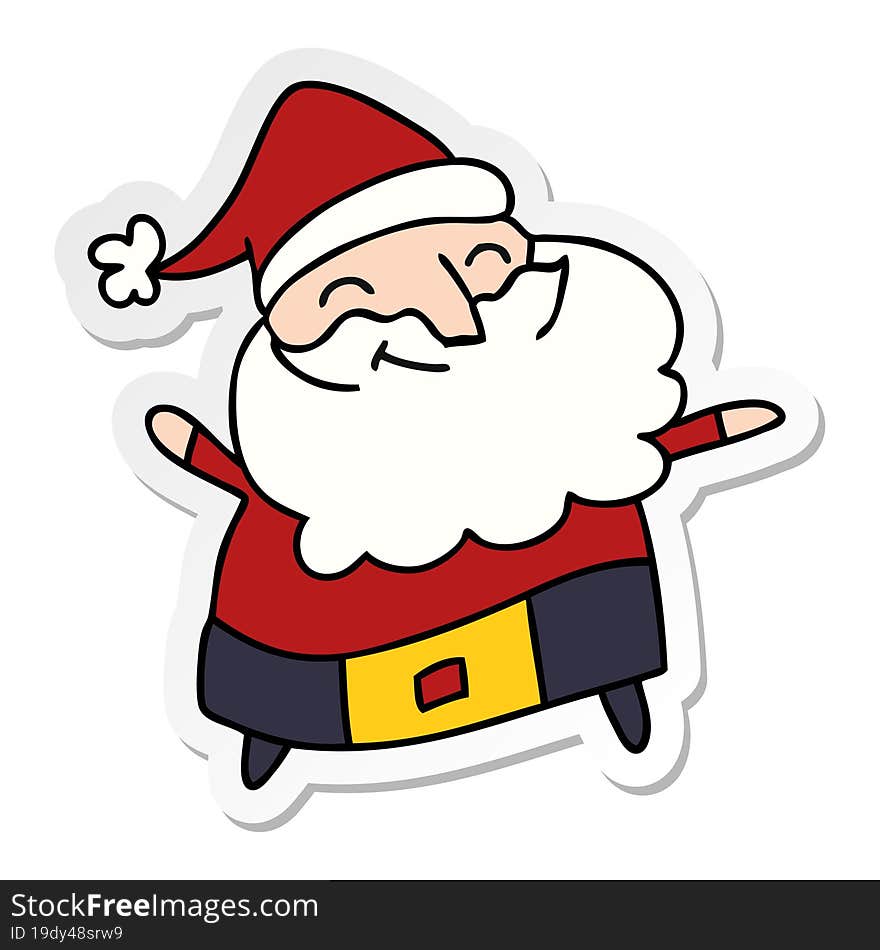 sticker cartoon of a jolly father christmas