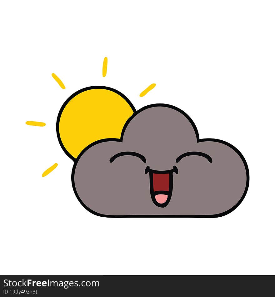 cute cartoon storm cloud and sun