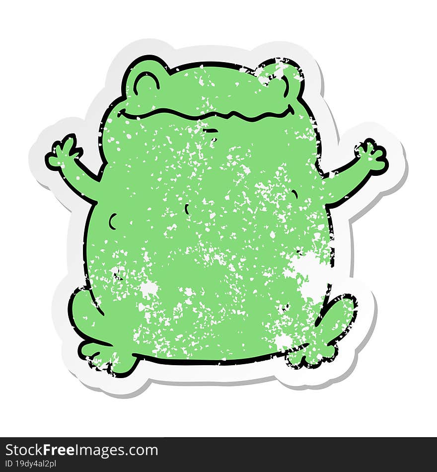 distressed sticker of a cartoon toad