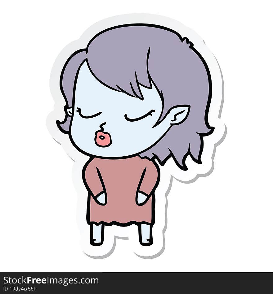 sticker of a cute cartoon vampire girl