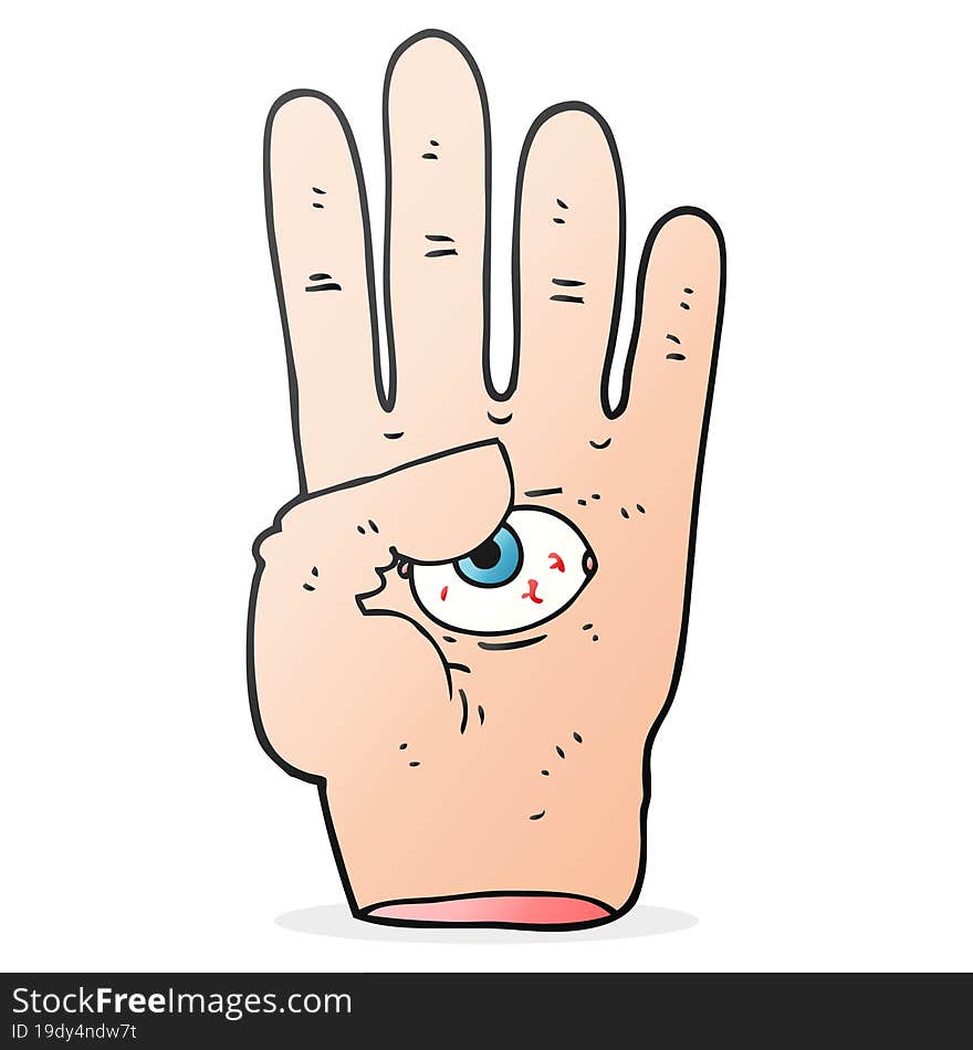 cartoon spooky hand with eyeball