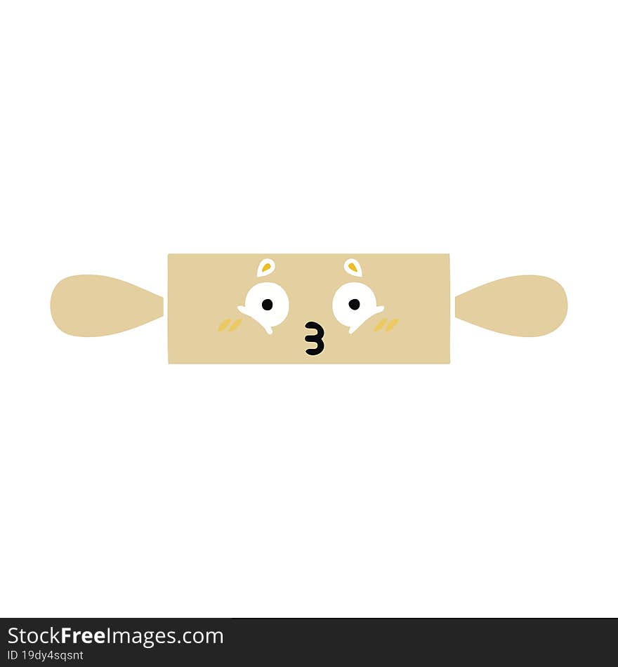 flat color retro cartoon of a rolling pin